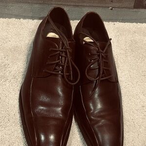 Kenneth Cole With Silver Technology Brown Leather Oxford Dress Shoes Size 9.5